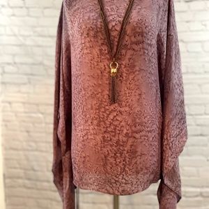 Michael by Michael Kors blouse/kaftan S/M Loose sleeve/tie up on sides Lavender